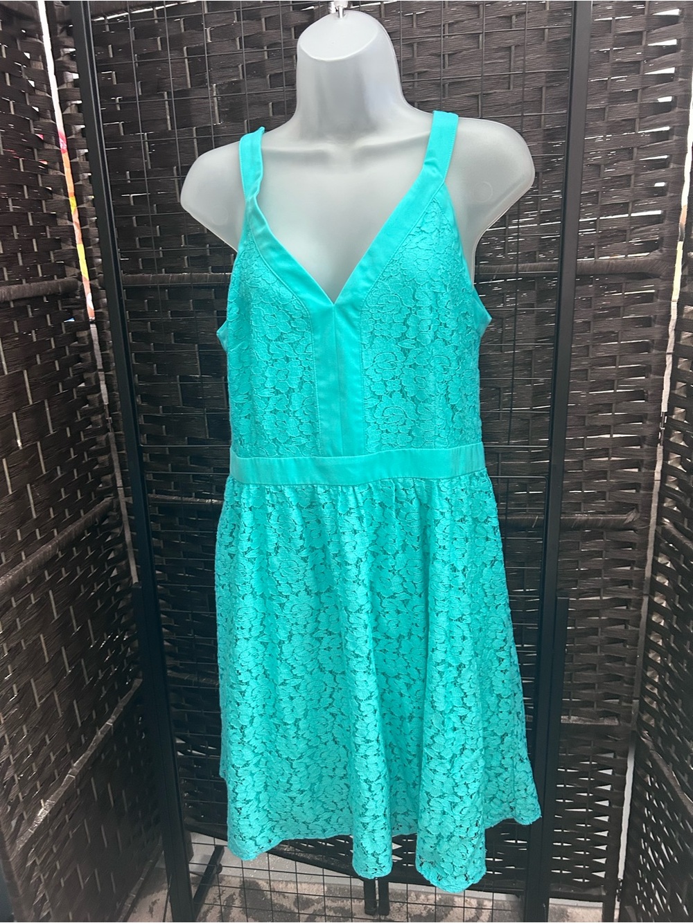 Nichole Turquoise Lace V-Neck Summer Dress - Women's 12
